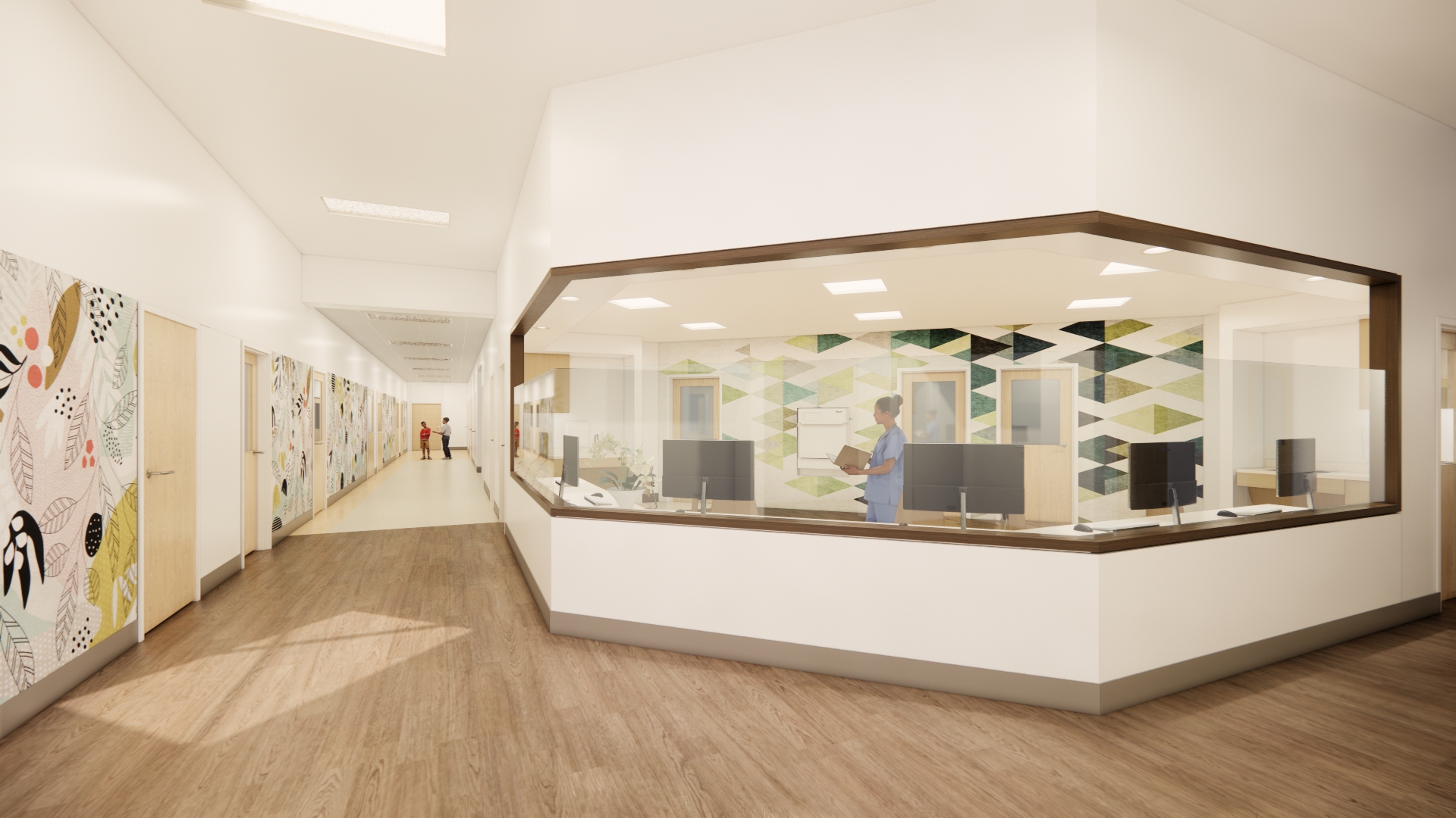Rendering of nurses station.