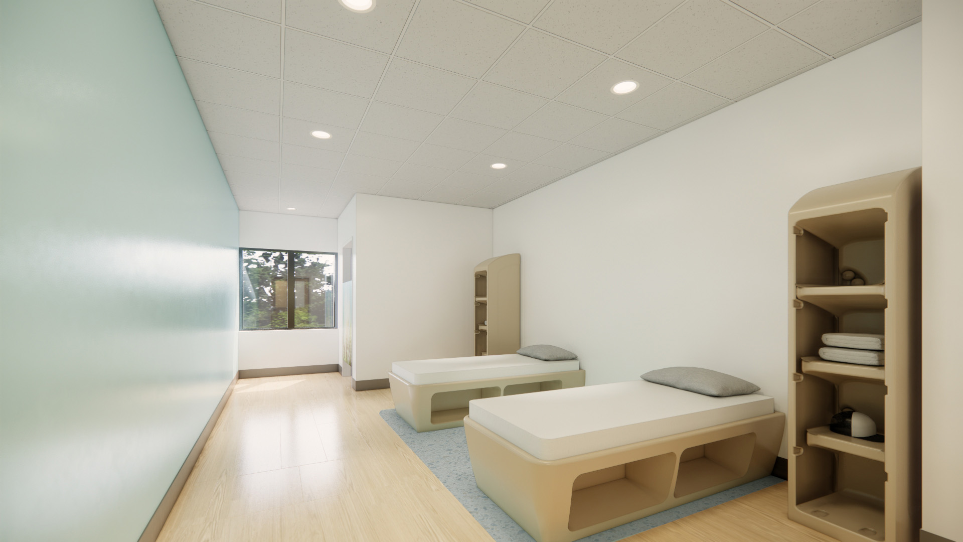 Rendering of BH shared patient room.